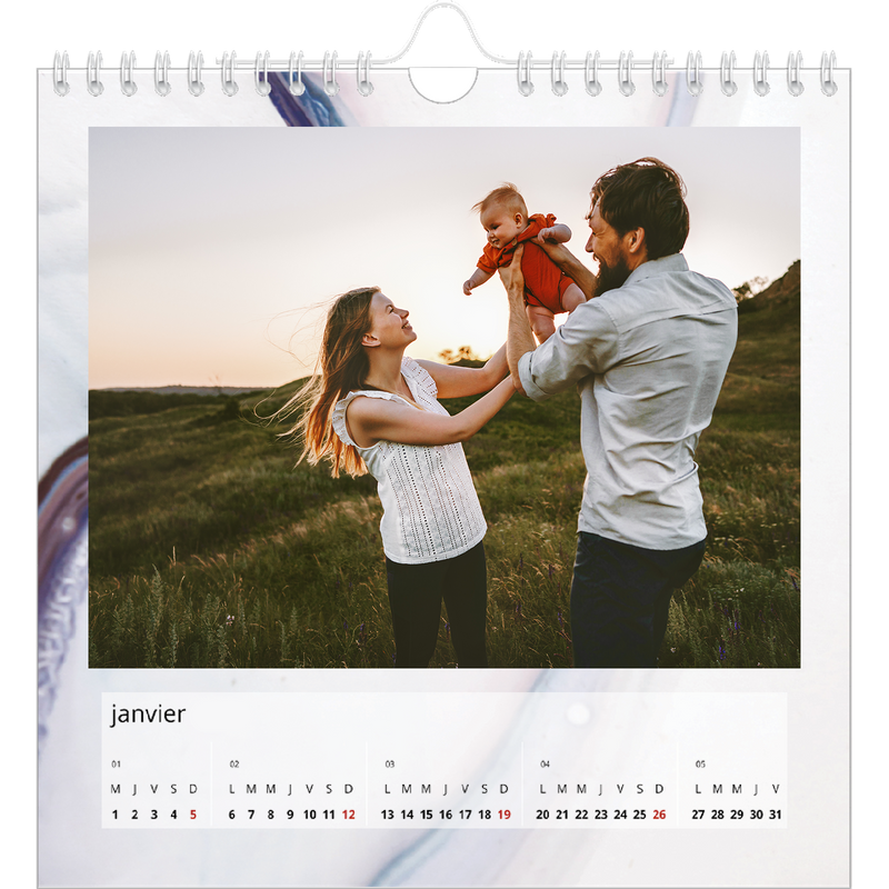  Effet  marbre  color  Calendrier photo square